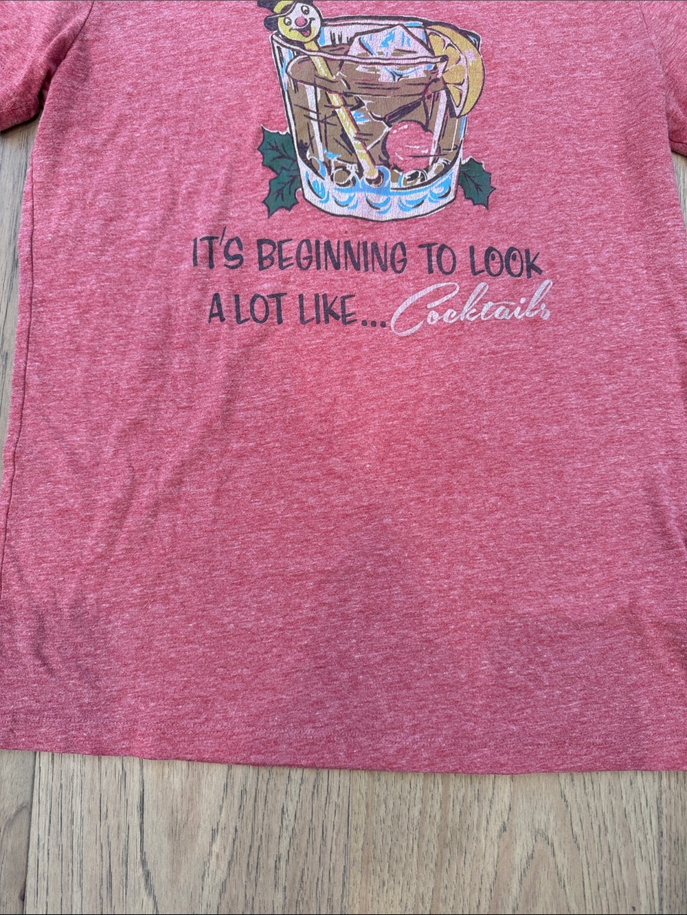 Lucky Brand Holiday Crew Neck Short Sleeve Women’s Small Red Heathered T-Shirt - Picture 5 of 11